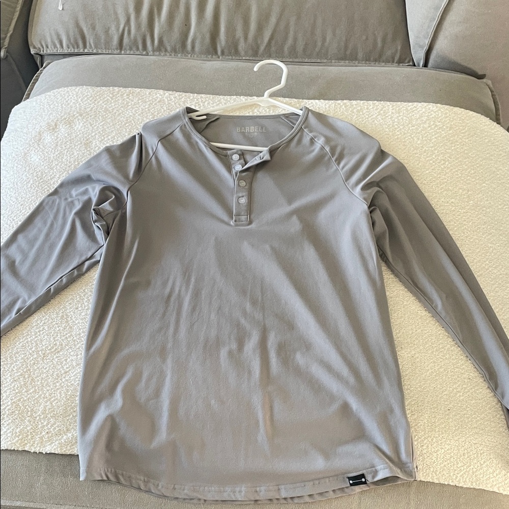 Barbell Apparel Long Sleeve Gray Men's Tee